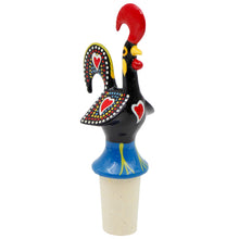 Load image into Gallery viewer, Traditional Hand-Painted Portuguese Good Luck Rooster Wine Bottle Stopper