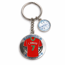 Load image into Gallery viewer, Portugal Spinning Jersey Keychain – Cristiano Ronaldo #7 Design with Rotating Medal