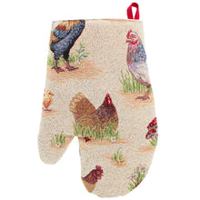 Load image into Gallery viewer, Farmhouse Rooster Tapestry Oven Mitt and Pot Holder Set