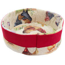 Load image into Gallery viewer, Farmhouse Rooster Tapestry Round Bread Basket – Rustic Kitchen Table Bread Holder