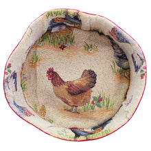 Load image into Gallery viewer, Farmhouse Rooster Tapestry Round Bread Basket – Rustic Kitchen Table Bread Holder