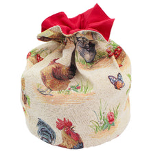 Load image into Gallery viewer, Farmhouse Rooster Tapestry Bread Bag – Kitchen Storage with Drawstring Closure