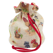 Load image into Gallery viewer, Farmhouse Rooster Tapestry Bread Bag – Kitchen Storage with Drawstring Closure