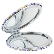Load image into Gallery viewer, Portugal Azulejo Tile Design Compact Mirror with Sparkle - Decorative Travel Pocket Mirror