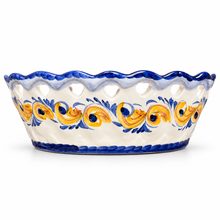 Load image into Gallery viewer, Portuguese Hand-Painted Floral Ceramic Fruit Basket – 10.5"
