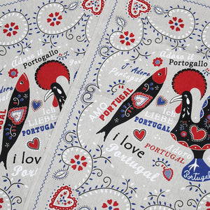 100% Cotton Traditional Portuguese Rooster Kitchen Dish Towel, Set of 2