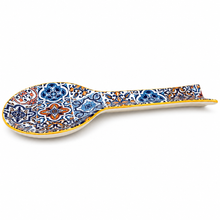 Load image into Gallery viewer, Portuguese Ceramic Spoon Rest – Yellow Azulejo Design, 10.5"