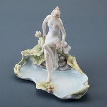 Load image into Gallery viewer, Lady by the Lily Pond Porcelain Decorative Tray & Figurine