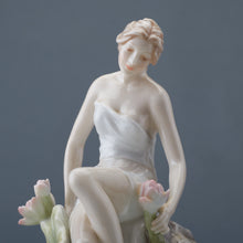Load image into Gallery viewer, Lady by the Lily Pond Porcelain Decorative Tray & Figurine