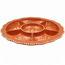 Load image into Gallery viewer, Portuguese Terracotta Appetizer Dish – Traditional Hand-Painted Sectioned Serving Platter