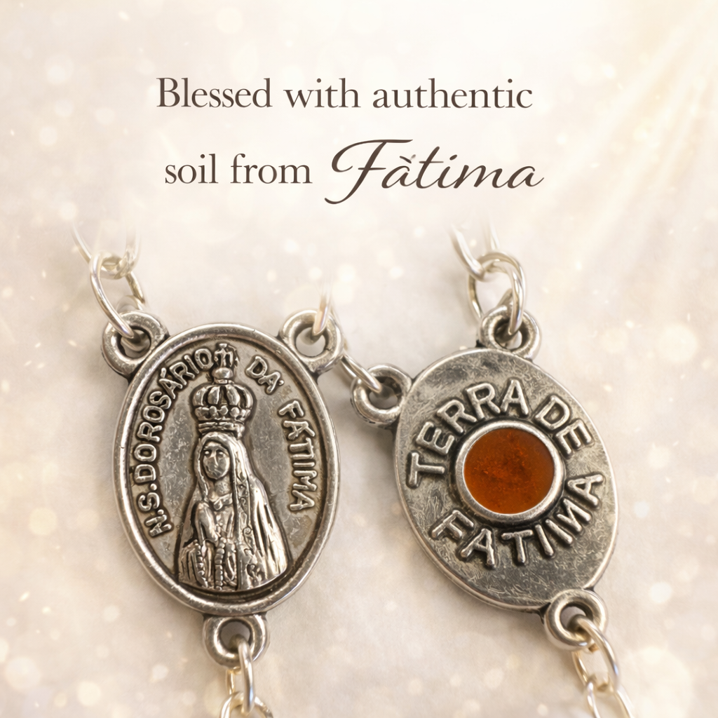 Avó Rosary with Terra de Fatima Medallion, Amber Carnelian Beads