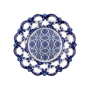 Traditional Portuguese Blue Floral and Tile 7.5" Decorative Plate