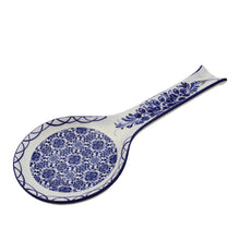 Load image into Gallery viewer, Hand-Painted Decorative Ceramic Portuguese Blue Floral Tile Spoon Rest
