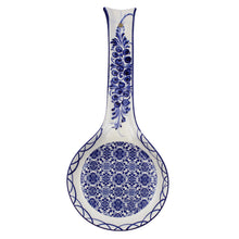 Load image into Gallery viewer, Hand-Painted Decorative Ceramic Portuguese Blue Floral Tile Spoon Rest
