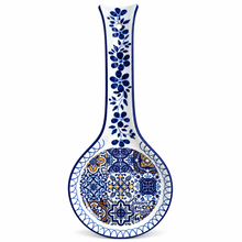 Load image into Gallery viewer, Hand-Painted Portuguese Ceramic Spoon Rest – Mixed Azulejo Design, 10"