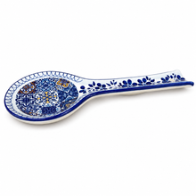 Load image into Gallery viewer, Hand-Painted Portuguese Ceramic Spoon Rest – Mixed Azulejo Design, 10"