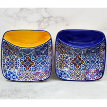 Load image into Gallery viewer, Portuguese Azulejo Ceramic Olive Dish with Pit Holder – Colorful Blue Tile Pattern
