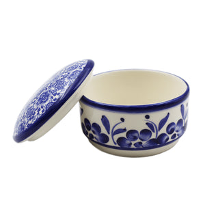 Traditional Portuguese Blue Tile and Floral Ceramic Decorative Box