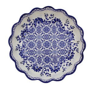 Traditional Portuguese Blue Floral Ceramic Salad Bowl
