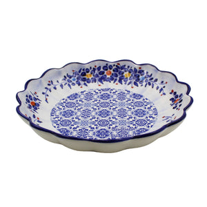 Traditional Portuguese Blue Multicolor Floral Ceramic Salad Bowl