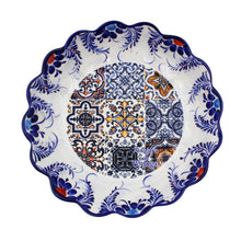Load image into Gallery viewer, Traditional Portuguese Blue Red Multicolor Floral and Tile Ceramic Salad Bowl
