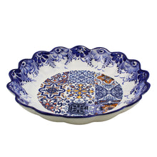 Load image into Gallery viewer, Traditional Portuguese Blue Multicolor Floral and Tile Ceramic Salad Bowl
