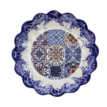 Load image into Gallery viewer, Traditional Portuguese Blue Multicolor Floral and Tile Ceramic Salad Bowl
