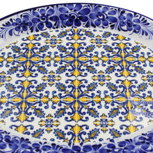 Load image into Gallery viewer, Traditional Blue and Yellow Tile Azulejo Floral Ceramic Oval Platter
