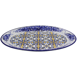 Traditional Blue and Yellow Tile Azulejo Floral Ceramic Oval Platter