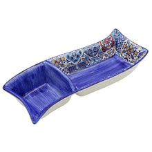 Load image into Gallery viewer, Portuguese Azulejo Ceramic Divided Serving Dish with Blue Design