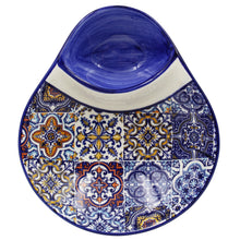 Load image into Gallery viewer, Traditional Blue Tile Azulejo Large Olive Dish with Pit Holder
