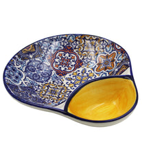 Load image into Gallery viewer, Traditional Yellow Tile Azulejo Large Olive Dish with Pit Holder
