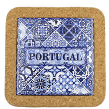Load image into Gallery viewer, Traditional Portuguese Blue Tile Azulejo Tile Cork Trivet

