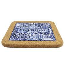 Load image into Gallery viewer, Traditional Portuguese Blue Tile Azulejo Tile Cork Trivet
