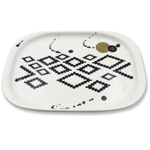 Load image into Gallery viewer, Ceramic Serving Tray with Geometric Black & White Design, Modern Abstract Pattern