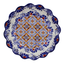 Load image into Gallery viewer, Traditional Blue and Orange Tile Azulejo Floral Ceramic Salad Bowl