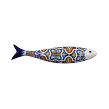 Load image into Gallery viewer, Blue and Orange Tile Azulejo Decorative Ceramic Portuguese Sardine, Small
