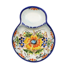Load image into Gallery viewer, Traditional Hand-Painted Blue Floral Olive Dish with Pit Holder

