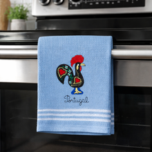 Load image into Gallery viewer, Portuguese Rooster Blue Tea Towels – Set of 2, 100% Cotton Kitchen Towels (23.5" x 19.5")