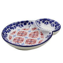 Load image into Gallery viewer, Traditional Tile Azulejo Blue and Red Ceramic Olive Dish with Pit Holder, Brasão
