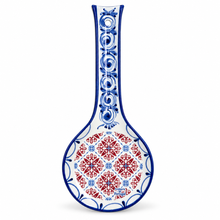 Load image into Gallery viewer, Hand-Painted Portuguese Ceramic Azulejo Spoon Rest – Brasão Design, 10"