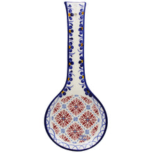 Load image into Gallery viewer, Traditional Tile Azulejo Blue &amp; Red Ceramic Spoon Rest Utensil Holder, Brasão

