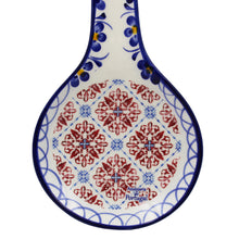 Load image into Gallery viewer, Traditional Tile Azulejo Blue &amp; Red Ceramic Spoon Rest Utensil Holder, Brasão
