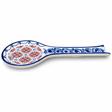 Load image into Gallery viewer, Hand-Painted Portuguese Ceramic Azulejo Spoon Rest – Brasão Design, 10"