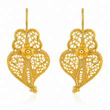 Load image into Gallery viewer, Brincos Coração de Viana Filigree Earrings – Gold Plated 925 Sterling Silver (S)