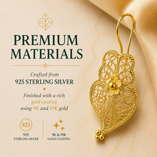 Load image into Gallery viewer, Brincos Coração de Viana Filigree Earrings – Gold Plated 925 Sterling Silver (S)