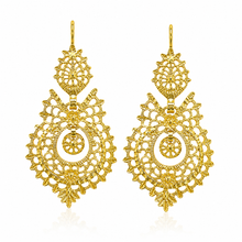 Load image into Gallery viewer, Brincos Rainha Filigree Earrings – Gold Plated 925 Sterling Silver (M)