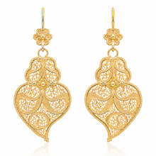 Load image into Gallery viewer, Brincos Coração de Viana Filigree Earrings – Gold Plated 925 Sterling Silver (L)