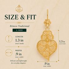 Load image into Gallery viewer, Brincos Coração de Viana Filigree Earrings – Gold Plated 925 Sterling Silver (L)
