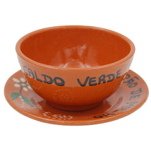 Load image into Gallery viewer, Hand-Painted Portuguese Caldo Verde Terracotta Soup Bowls with Saucers - Set of 4